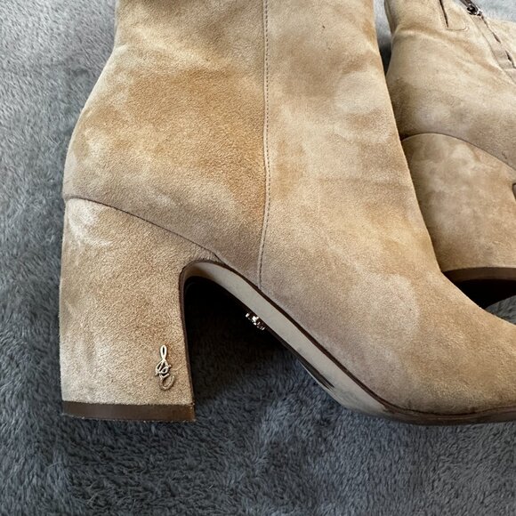 Sam Edelman Tan Suede Heeled Ankle Booties 9.5 Pointed Toe - Picture 2 of 8